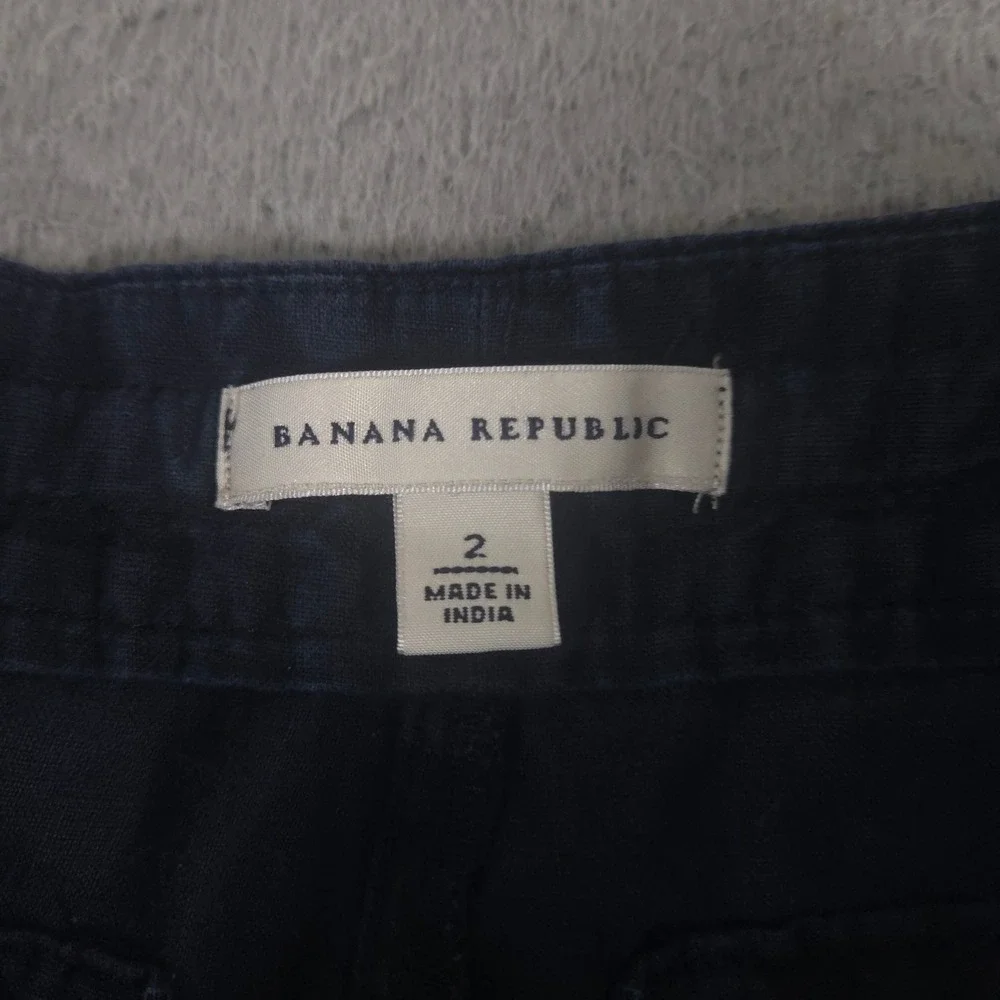 Banana Republic Pants Womens 2 Navy Wide Leg Linen Drawstring Pockets Trousers